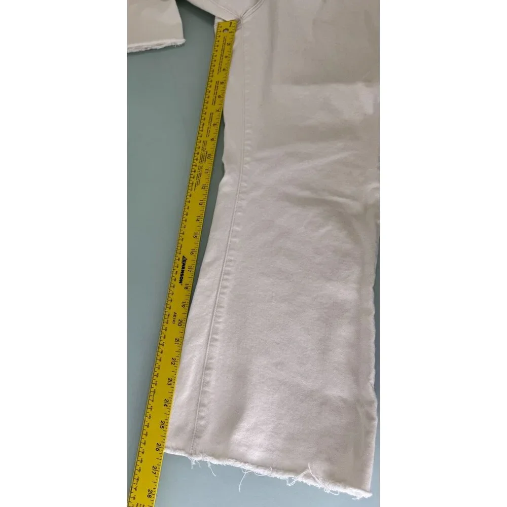 AG Adriano Goldschmied Farrah Boot Crop Jeans 32 High Rise Cream White Wide Leg - Picture 6 of 13